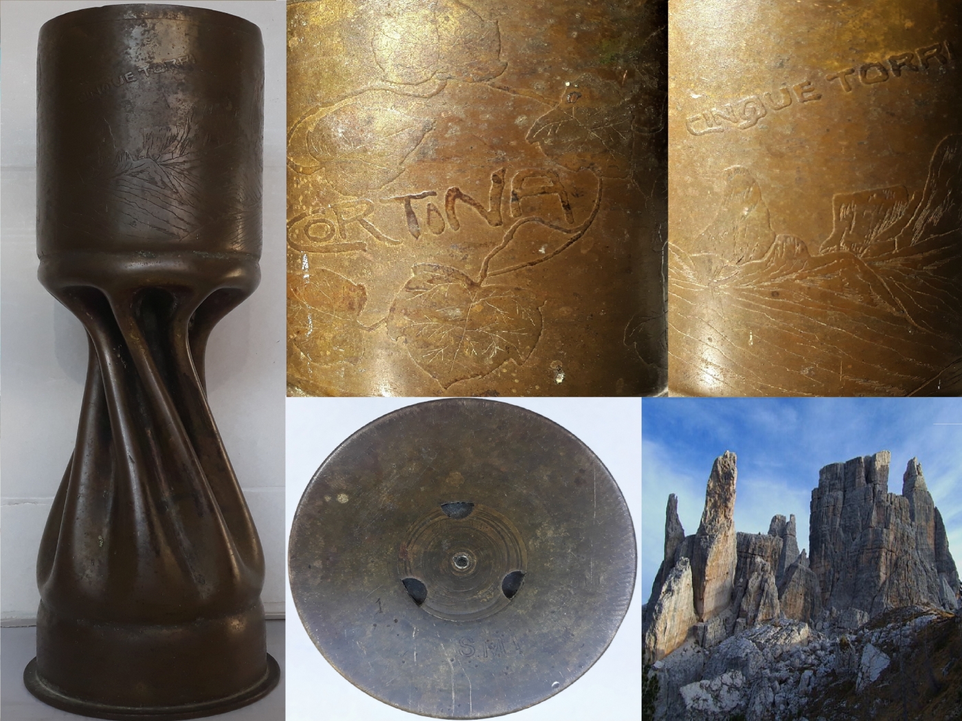 Trench Art hüvelyváza az I. világháborús olasz frontról Trench Art hüvelyváza az I. világháborús olasz frontról