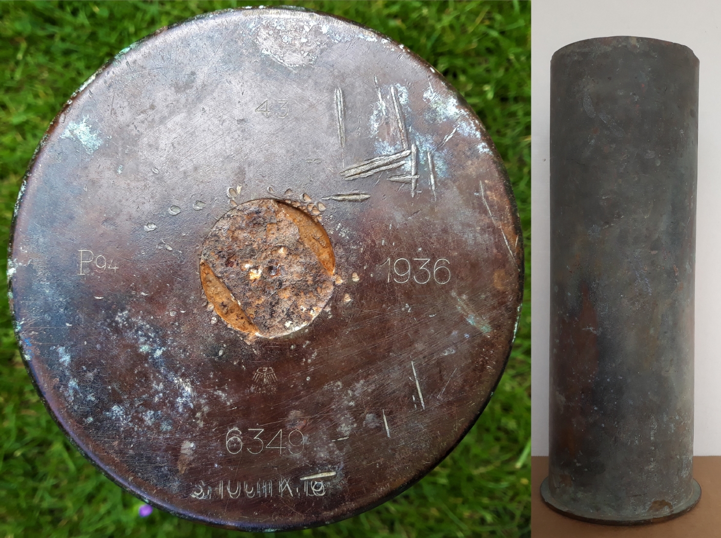10 cm sK 18 – nehéz tábori ágyú hüvelytölténye – egy fészerből 10 cm sK 18 – nehéz tábori ágyú hüvelytölténye – egy fészerből