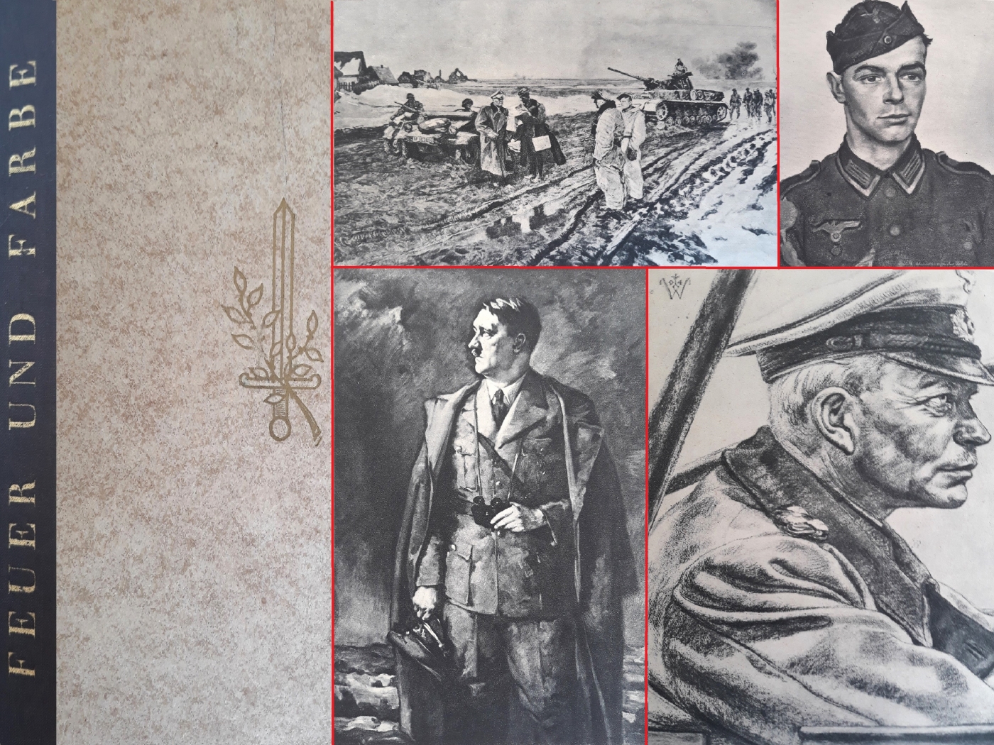 „Tűz és szín”- 155 kép a háborúról - német háborús művészeti album 1943-ból „Tűz és szín”- 155 kép a háborúról - német háborús művészeti album 1943-ból