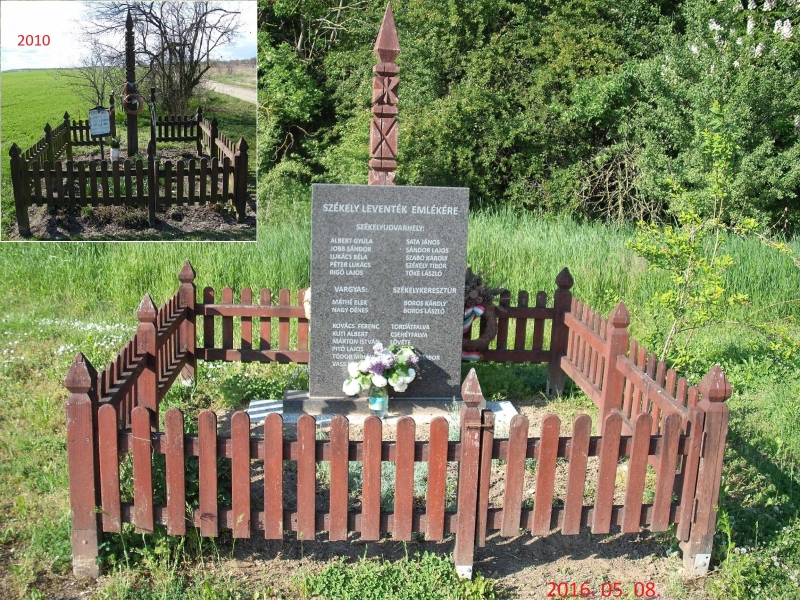 A II. világháború végén kivégzett székely leventék emlékműve, Ikervár - Péterfa majorban.