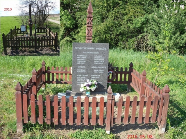 A II. világháború végén kivégzett székely leventék emlékműve, Ikervár - Péterfa majorban.