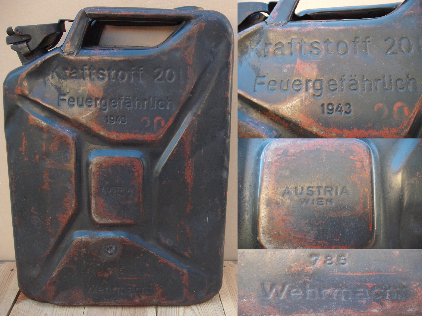 Wehrmacht 20 l-es üzemanyagos kanna: Made in Austria