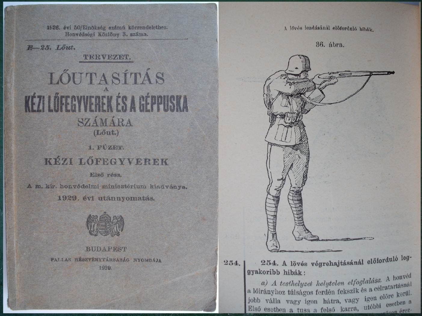 „Lőutasítás a Kézi lőfegyverek és a géppuska számára”  - a M. Kir. Honvédelmi Minisztérium kiadványa 1929-ből