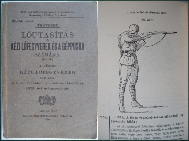 „Lőutasítás a Kézi lőfegyverek és a géppuska számára”  - a M. Kir. Honvédelmi Minisztérium kiadványa 1929-ből