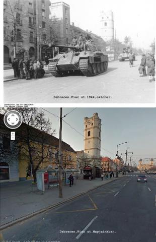 Debrecen, Piac utca akkor és most.