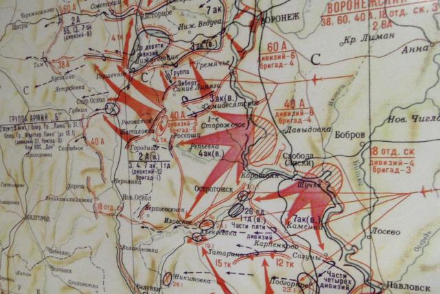 Az orosz januári támadás (1943), nagyított térképen